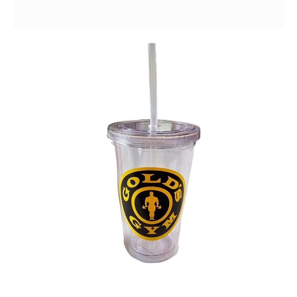 Gold’s Gym 16oz Clear Double Wall Insulated Tumbler Cup Clear Lid